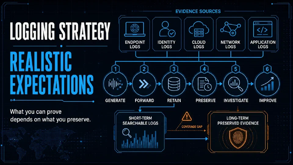 Logging evidence lifecycle from collection and retention to investigation and preserved evidence