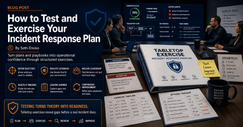Team testing an incident response plan through a tabletop exercise